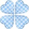 4PCS Blue Heart Balloons – 17-Inch Blue & Cream White Striped Foil Mylar Balloons for Valentine’s Day, Birthday, Wedding, Bridal, and Party Decorations (Love Checkered Blue)